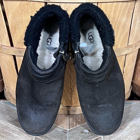 UGG Benson Brown Suede Wool Lined Waterproof Zip-Up Ankle Boots Womens Size 7.5 - Picture 11 of 13